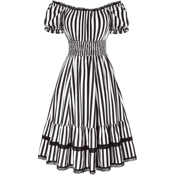 Women's Scarlet Darkness Gothic Victorian Dresses Renaissance Costume Midi Dress - Picture 7 of 8